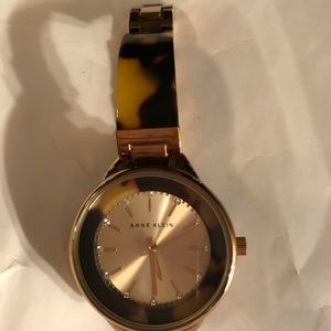 Anne Klein Gold and Turtoise Shell Bangle Watch